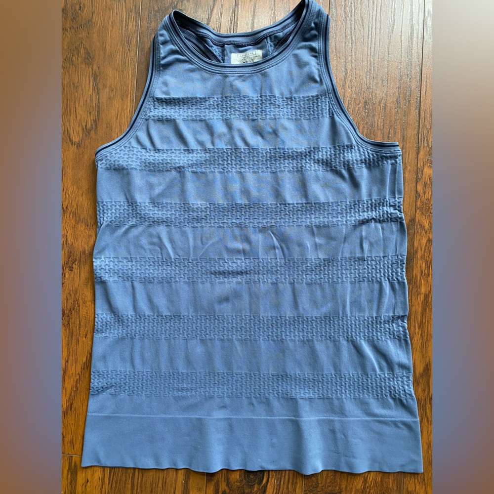 Blue/gray athleta workout racer back tank. No interior shelf bra.